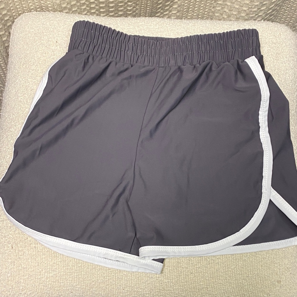 Kids Gray Athletic Shorts with White Trim
